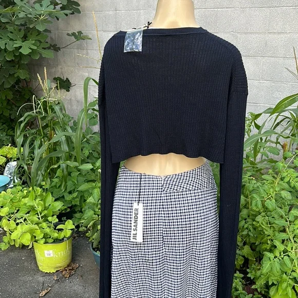 New JIL SANDER. SWEATER CROP LONG SLEEVE NAVY SIZE 38